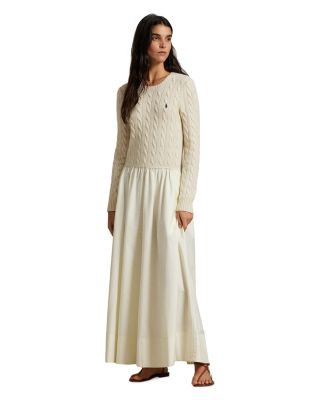 Cable Knit Poplin Dress