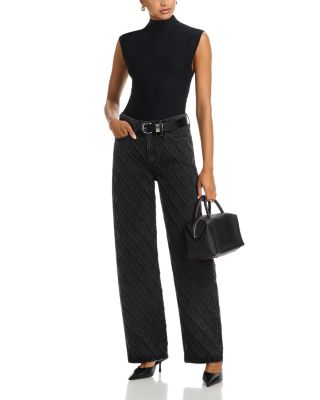 Logan High Rise Wide Leg Jeans in Quited Black