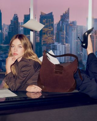 Bar Hobo Suede & Leather Shoulder Bag