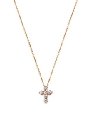 Diamond Cross Pendant Necklace in 14K Gold, 0.5 tcw