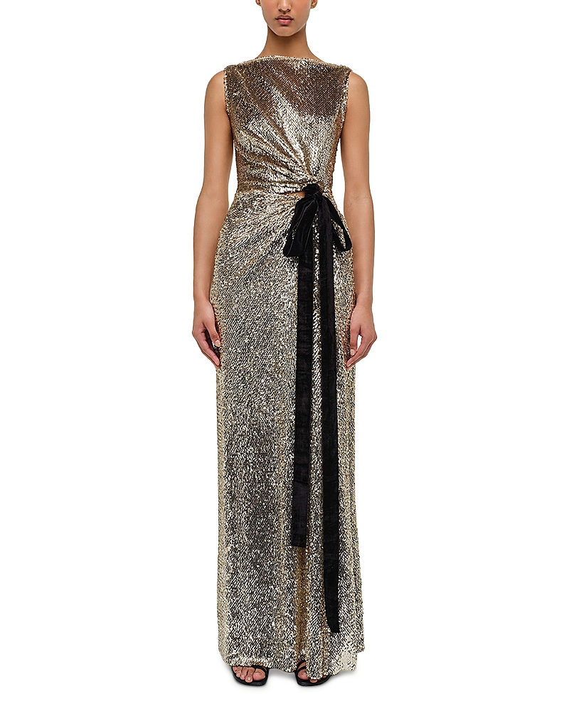 Simkhai Womens Gold Multi Felicity Sequin Stretch-woven Gown In Metallic