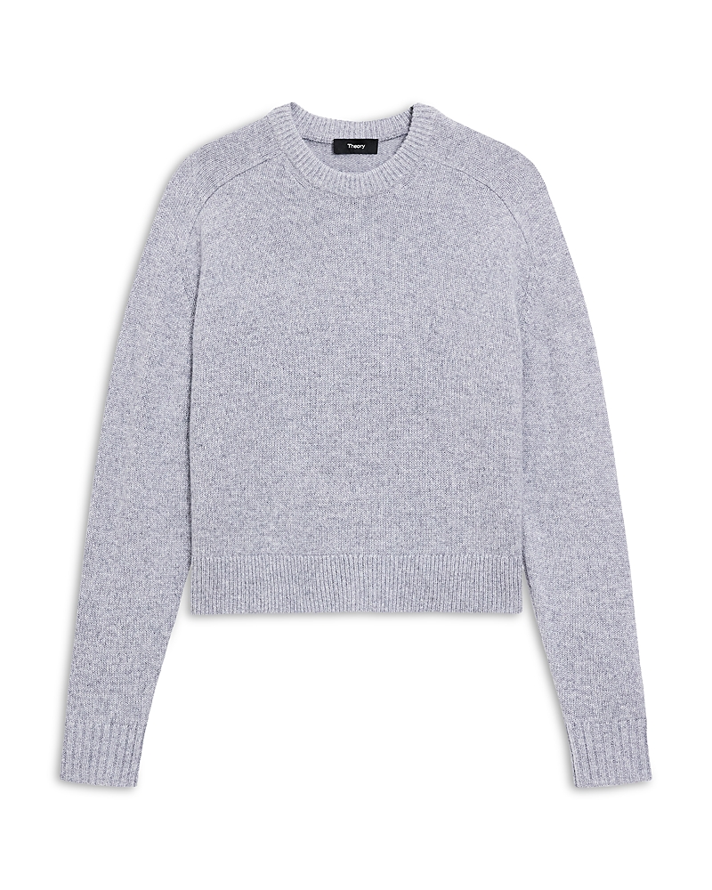 Theory Cashmere Cropped Sweater In Gray