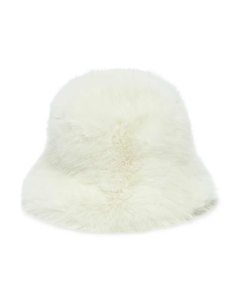 Jocelyn Oversized Faux Fur Bucket Hat In White