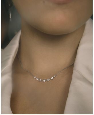 Linked Lab-Grown Diamond Tennis Necklace in 14K White Gold, .85ctw Round Brilliant Lab Grown Diamonds, 16-18"