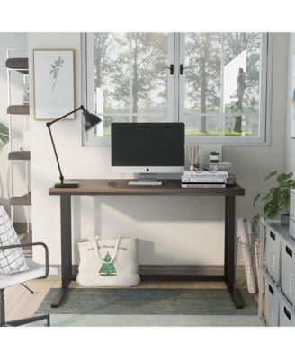 Sanford Steel Base Two-Tone Writing Desk with USB Ports and Outlets