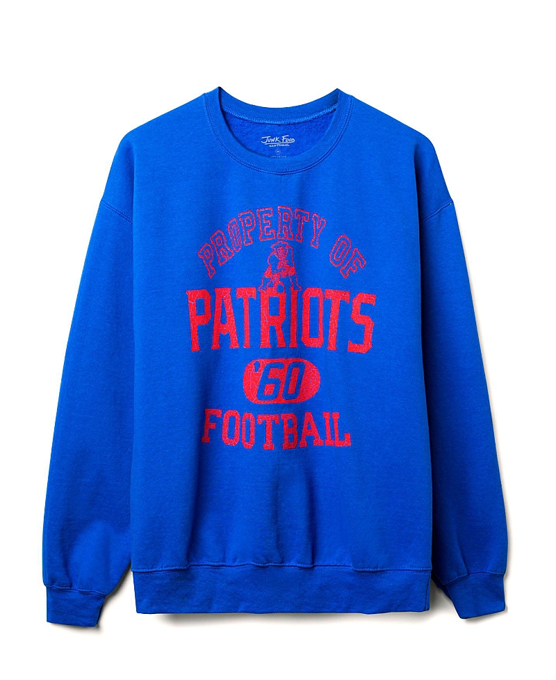 Junk Food Clothing Unisex Nfl New England Patriots Property Flea Market Crew Fleece In Blue