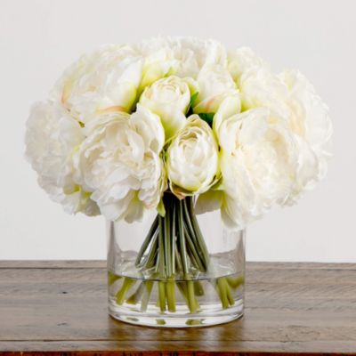Wedding Collection 11&amp;quot; Peony Arrangement in Glass Vase