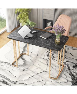 Yates Faux Marble Top Desk with USBs and Outlets