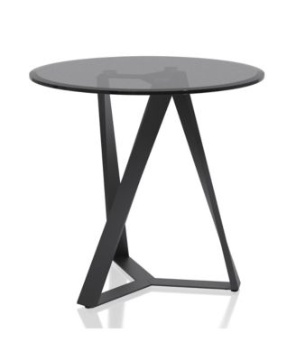 Webbe 24" O-Shaped Round Glass Top End Table