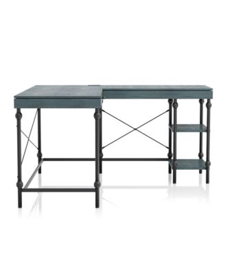 Hudson Steel L-Shape Corner Desk with USBs and Outlets