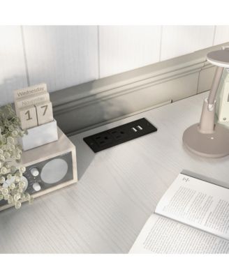 Hudson Steel L-Shape Corner Desk with USBs and Outlets