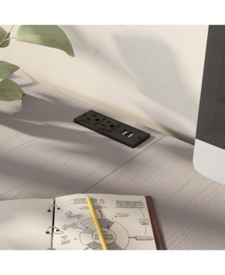 Hudson Steel L-Shape Corner Desk with USBs and Outlets