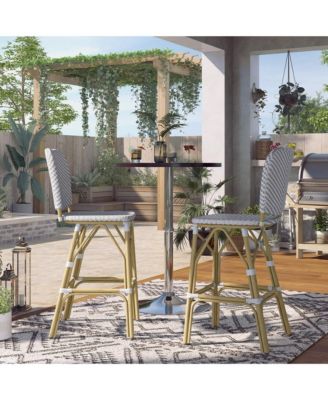 Colfer Aluminum and PE Wicker Patio Bar Chairs, Set of 2