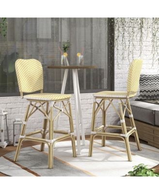 Colfer Aluminum and PE Wicker Patio Bar Chairs, Set of 2