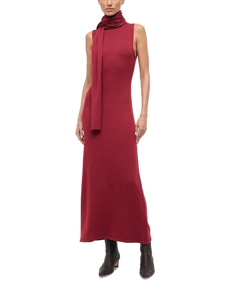 Staud Canal Merino Wool Midi Dress In Red