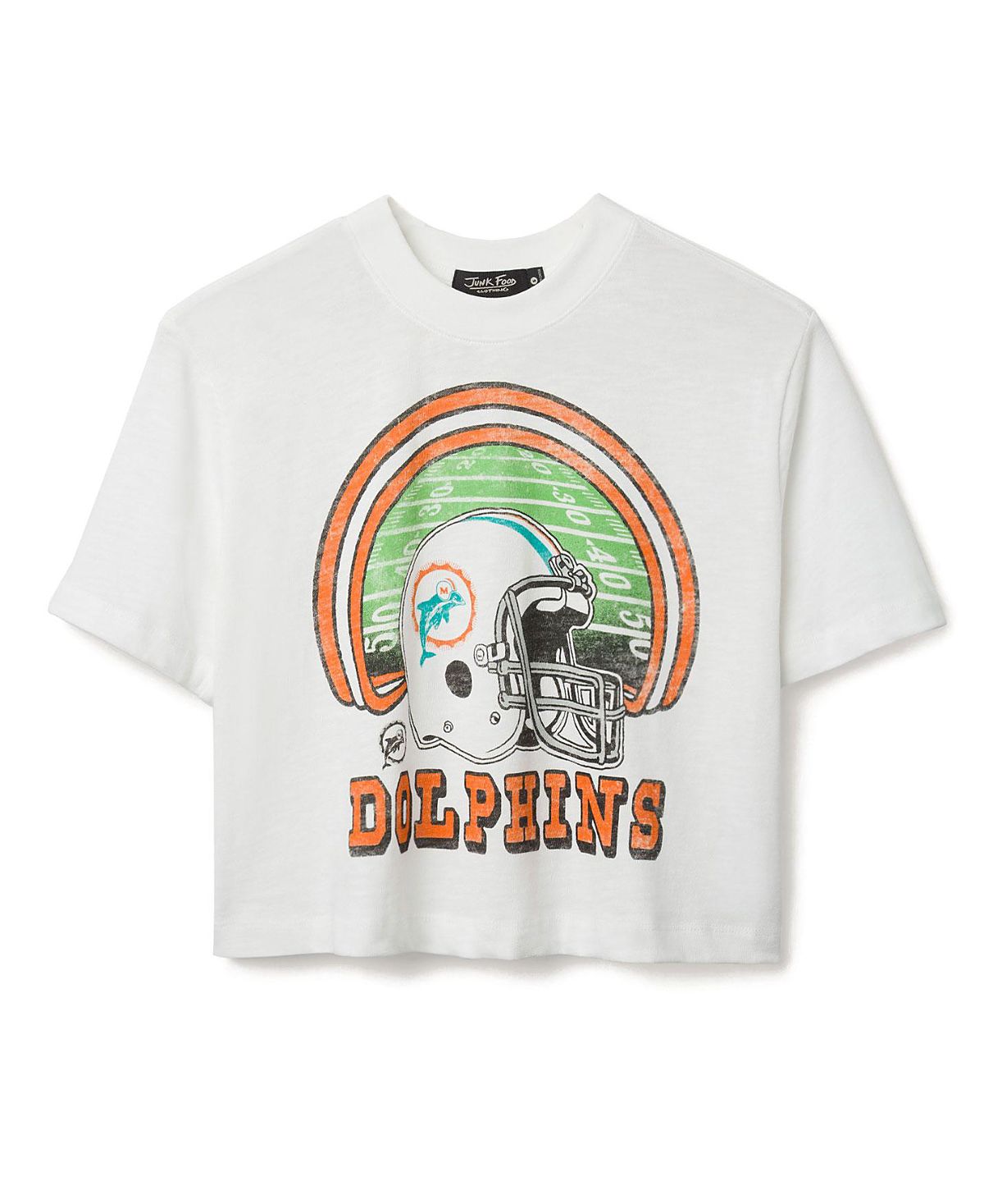 Junk Food Clothing Women's Nfl Miami Dolphins Game Time Mock Neck Crop Tee