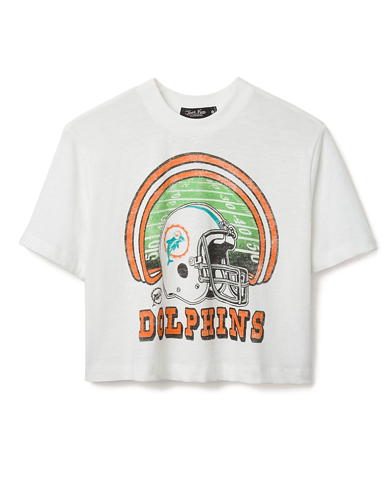 Junk Food Clothing Women's Nfl Miami Dolphins Game Time Mock Neck Crop Tee