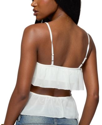 Sheer Chiffon Ruffled Cut Out Top