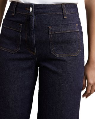 Marcie Straight Patch Pocket Jeans in Dark Blue
