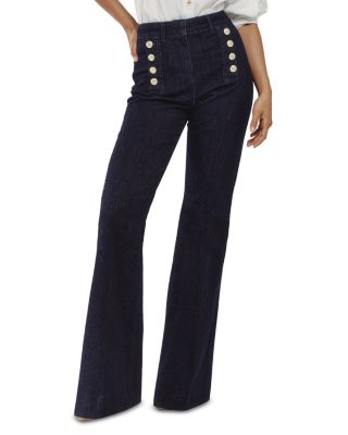 Petites Athena Flared Leg Jeans In Dark Blue
