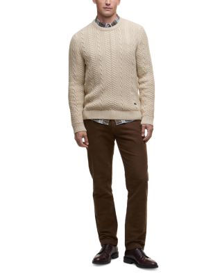 Relaxed Fit Cable Crewneck Sweater