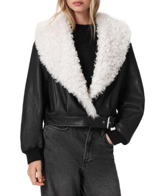 Libra Shearling Collar Bomber Jacket