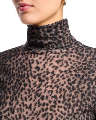 Leopard Print Turtleneck Top