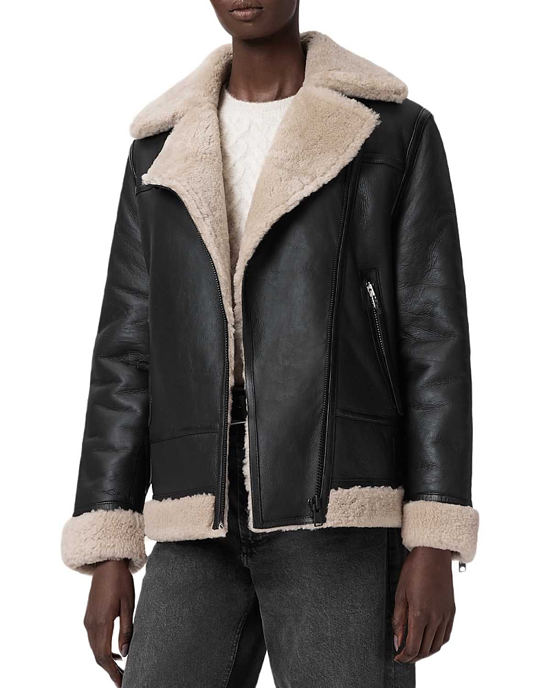 Allsaints Sola Shearling Jacket In Multi