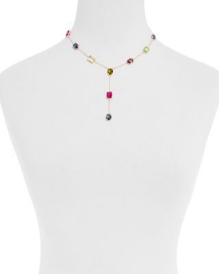 Stone Lariat Necklace, 10"-13"