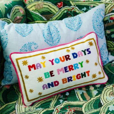 Merry &amp; Bright Needlepoint Pillow
