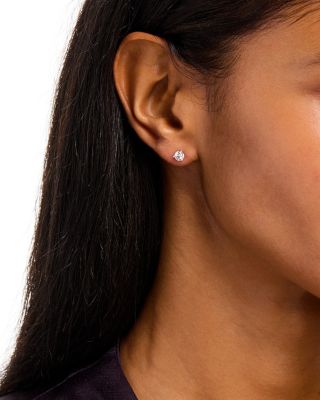 Diamond Martini Set Solitaire Stud Earrings in 14K Yellow or White Gold, 0.75 tcw