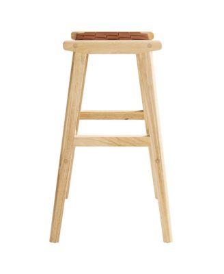 Saoirse Leather Wood Bar Stool, Set of 2