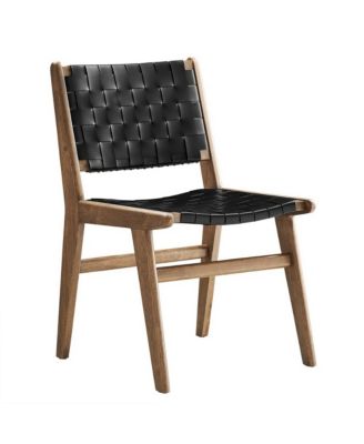 Saoirse Leather Wood Dining Side Chair, Set of 2