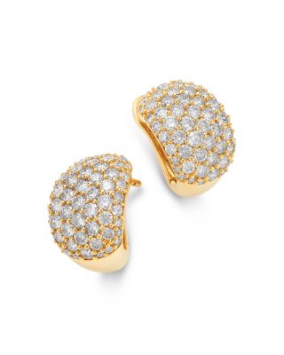 Pav&eacute; Diamond Huggie Hoop Earrings in 14K Yellow Gold, 2.0 tcw