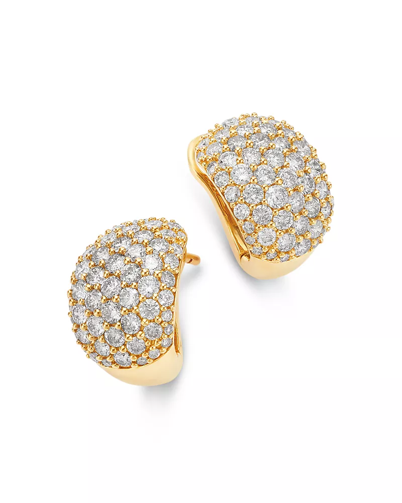 Bloomingdale's Fine Collection Pave Diamond Huggie Hoop Earrings in 14K Yellow Gold, 2.0 tcw