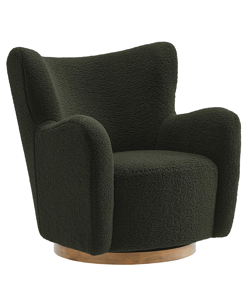 Modway Montrose Wingback Sherpa Swivel Accent Chair In Black