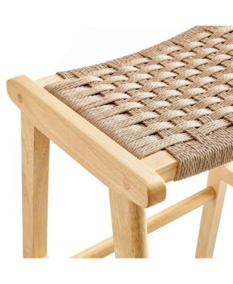 Saoirse Woven Rope Wood Bar Stool, Set of 2