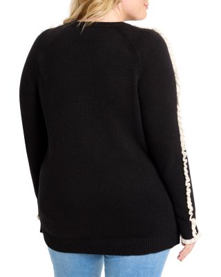 Ruffled Down Round Neck Sweater