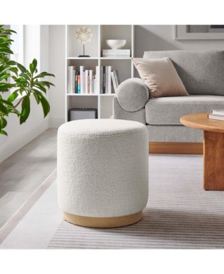 Tilden 16" Round Sherpa Upholstered Ottoman
