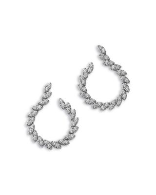 Diamond Swirl Drop Earrings in 18K White Gold