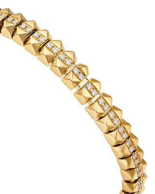 18K Yellow Gold Obelisco Diamond Flexible Bangle Bracelet