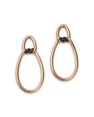 18K Rose Gold Cialoma Black Diamond Doorknocker Drop Earrings