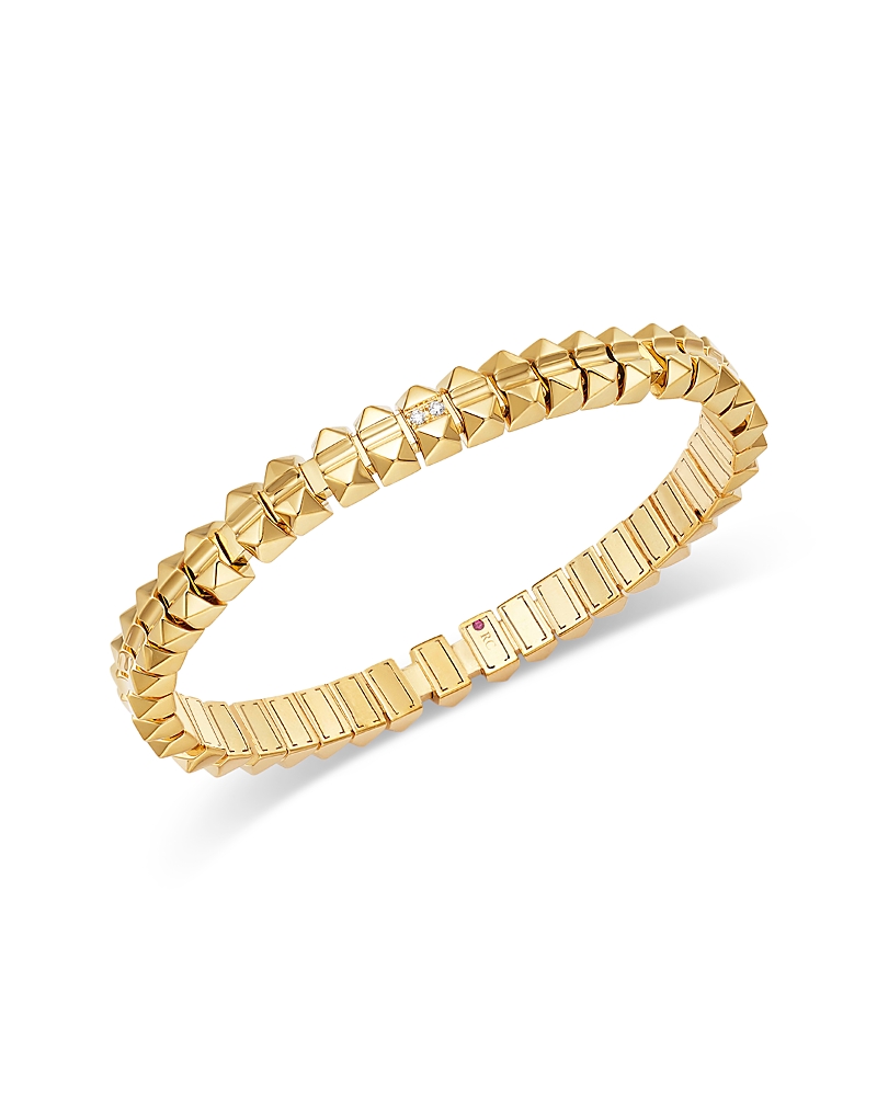Roberto Coin 18k Yellow Gold Obelisco Diamond Accent Flexible Bangle Bracelet In Gold