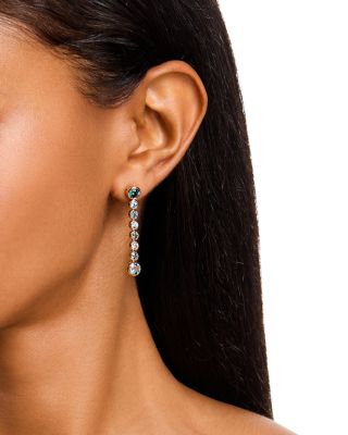 London Blue Topaz & Blue Topaz Bezel Set Linear Earrings in 14K Yellow Gold