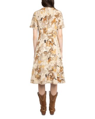 Rhodral Horse Print Silk Dress