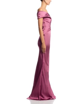 Satin Stretch Off The Shoulder Gown