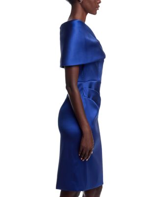 Asymmetric Neck Taffeta Dress