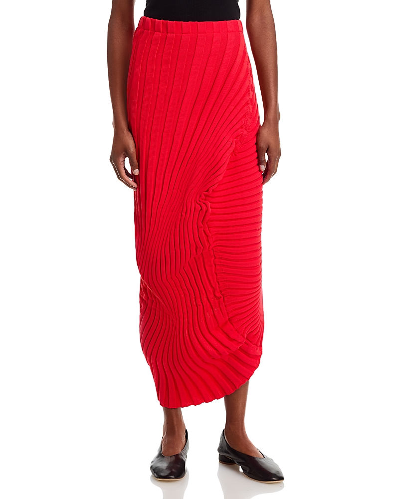 Issey Miyake Knit As It Is Long Skirt In Red