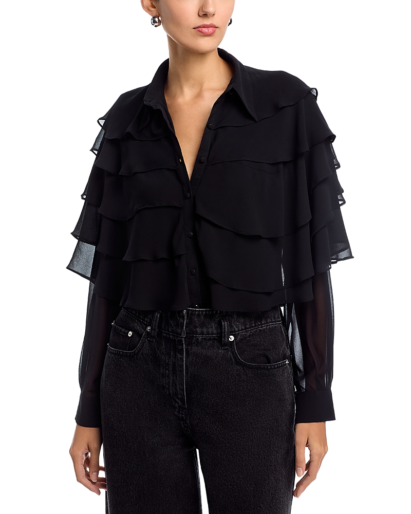 Area Stars Tiered Ruffle Blouse In Black