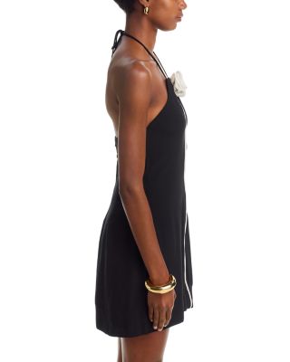 Flower Trim Neck Mini Dress